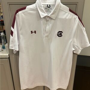 Under Armour SC Gamecocks White Polo with Garnet